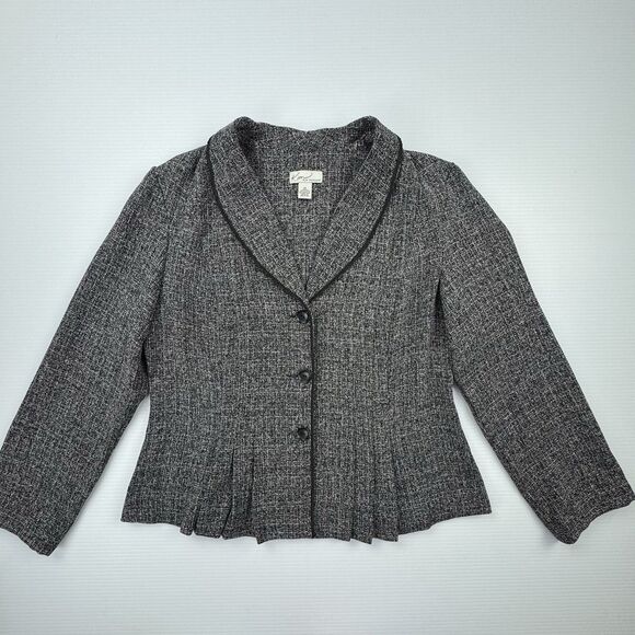 Kim Rogers Gray Tweed Blazer Jacket Women’s Size 12 Classic Fit Dress Career - Picture 2 of 12